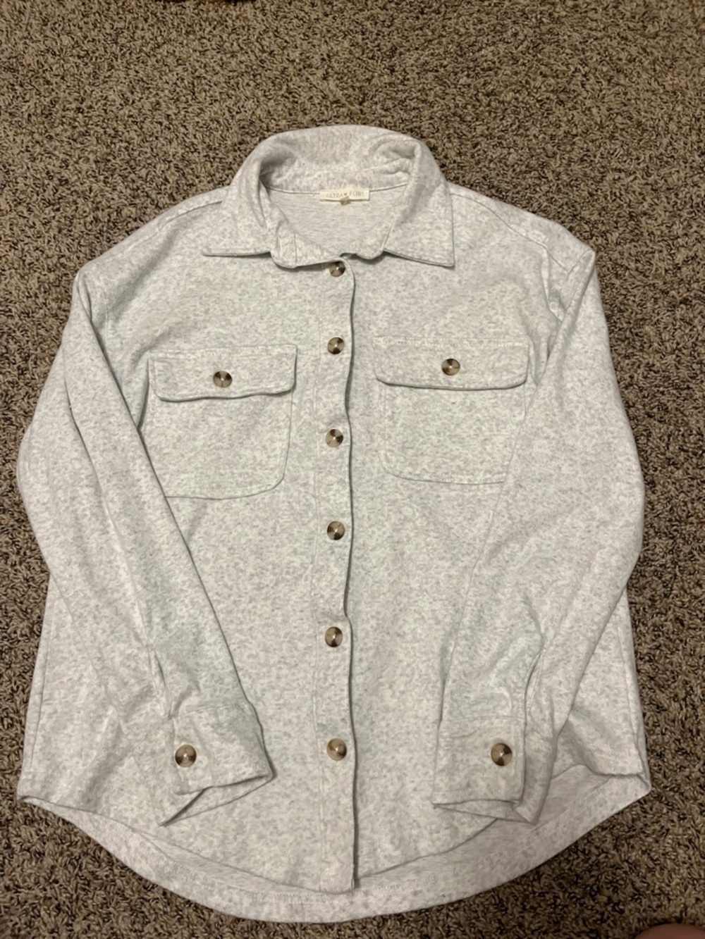 Light Gray Women's Button-Front Shacket